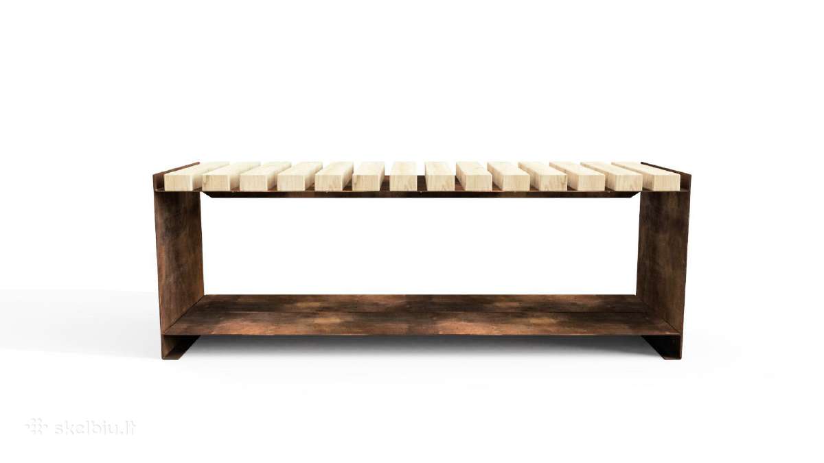 Suoliukas 137x45xh49 cm, Cor-ten plieno - nuotraukos Nr. 4