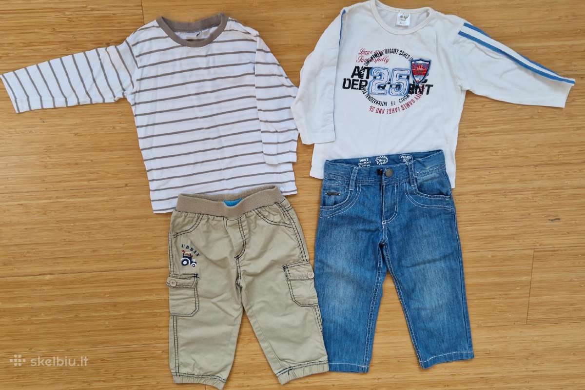 Džinsai/kelnės+marškinėliai berniukui 92d.