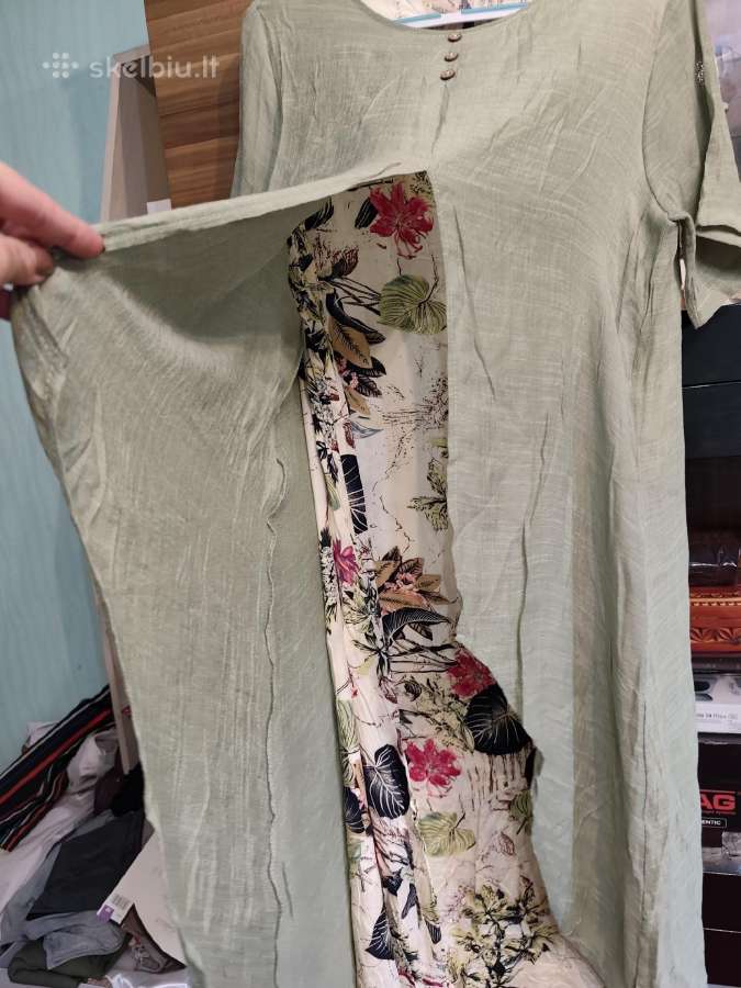 Žalia marga dviguba vasarinė suknelė 3xl dydis - nuotraukos Nr. 3