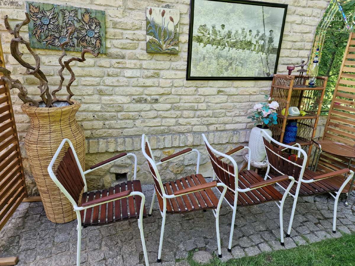 Vintažinės mid century tikmedžio terasos kėdės - nuotraukos Nr. 5
