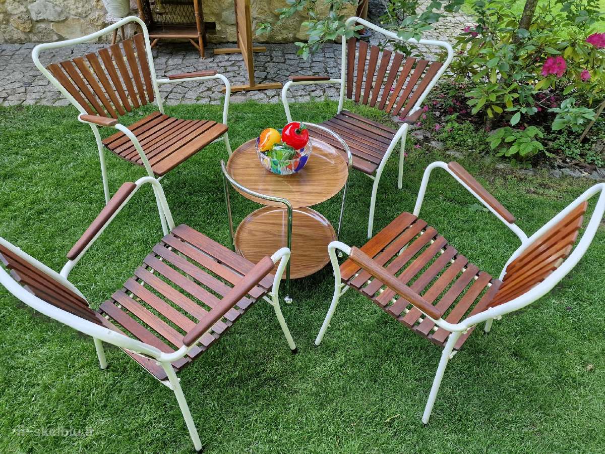Vintažinės mid century tikmedžio terasos kėdės - nuotraukos Nr. 8
