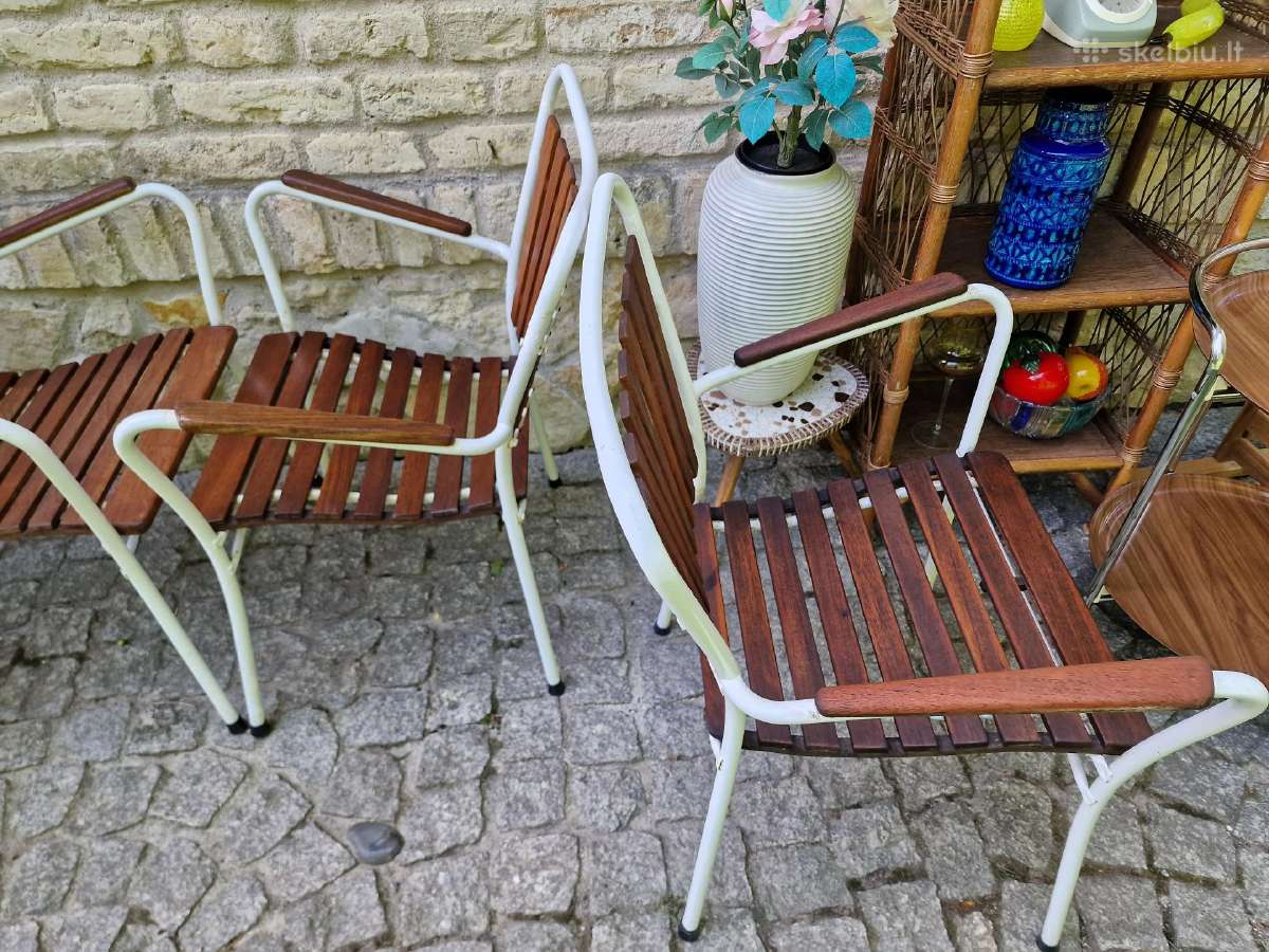 Vintažinės mid century tikmedžio terasos kėdės - nuotraukos Nr. 11