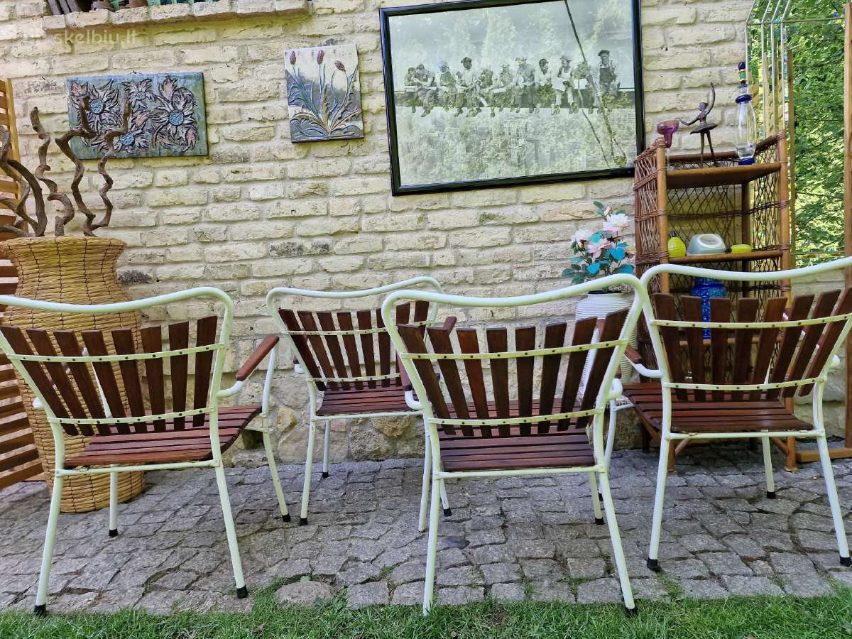 Vintažinės mid century tikmedžio terasos kėdės - nuotraukos Nr. 16