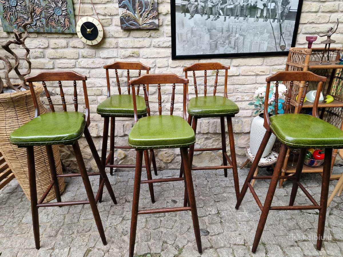 Vintažinės ąžuolinės baro kėdės - nuotraukos Nr. 5