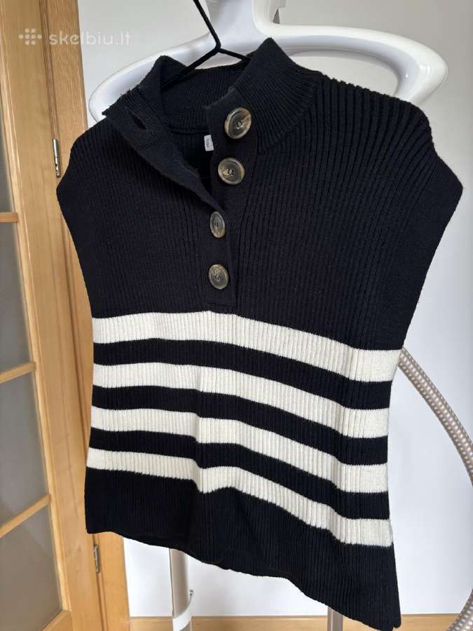 Atvirų rankovių dryžuotas Mango megztinis, M