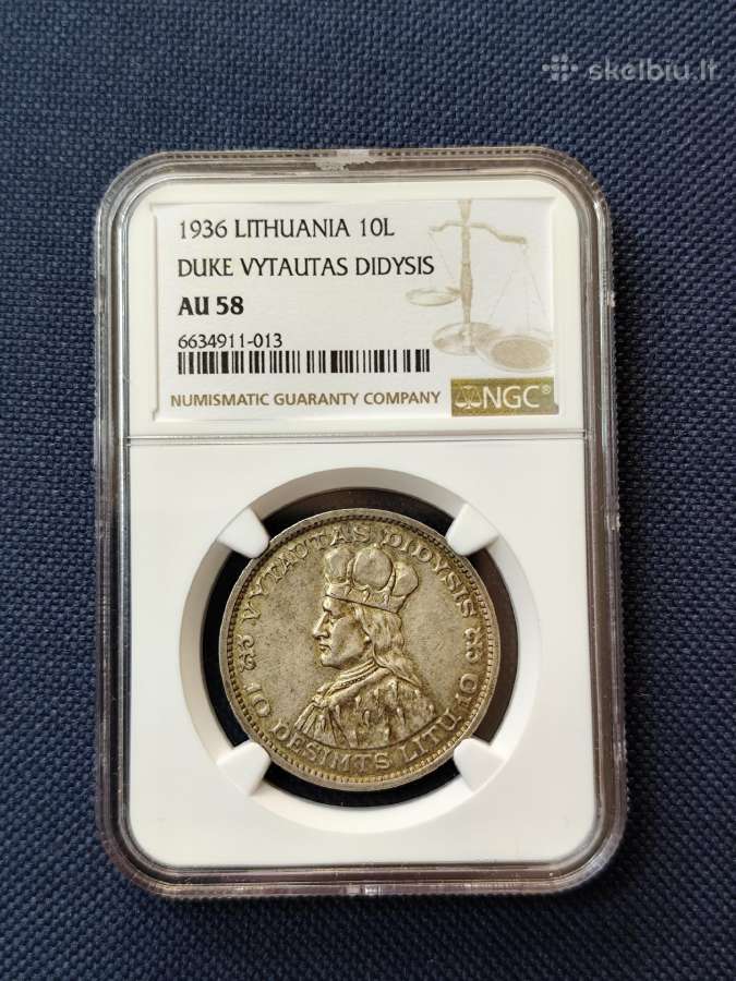 10 Litų 1936 m. Vytautas, Ngc Au58