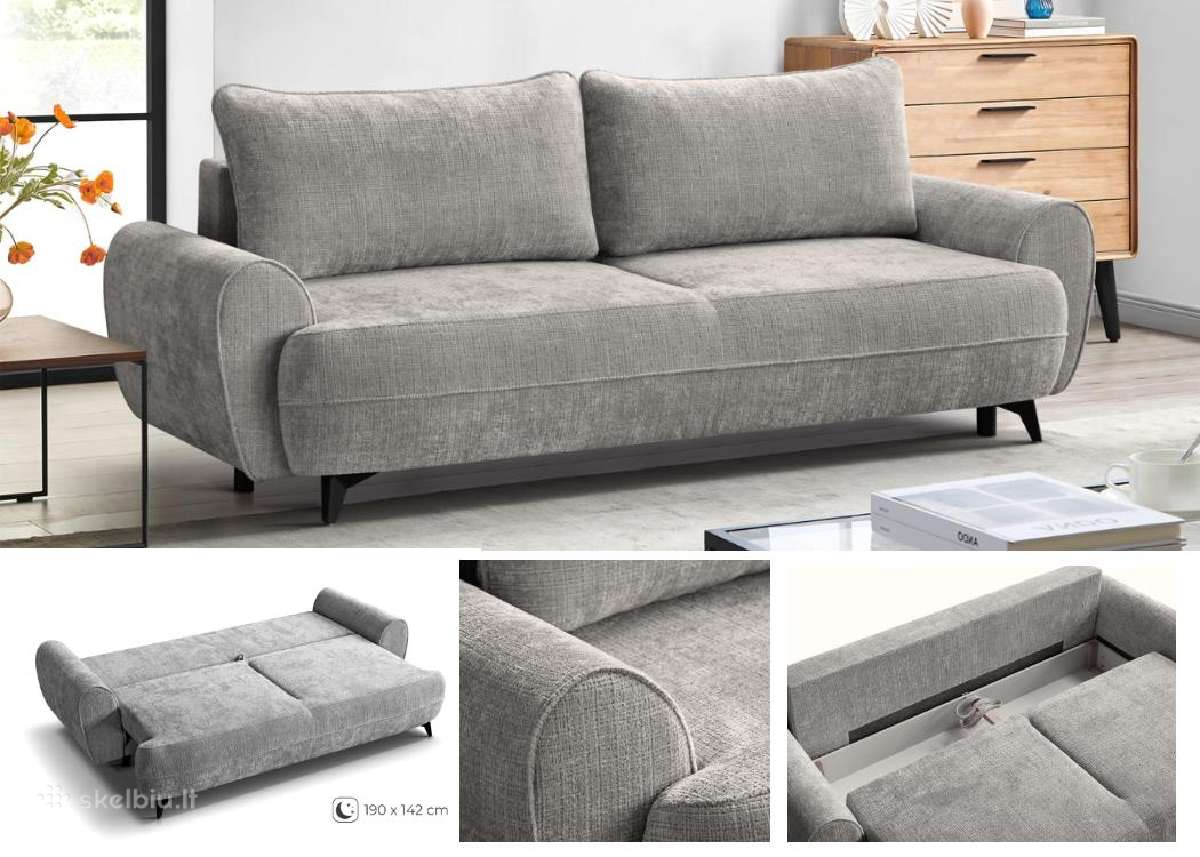Sofa-lova su dėže patalynei „Cremosa"
