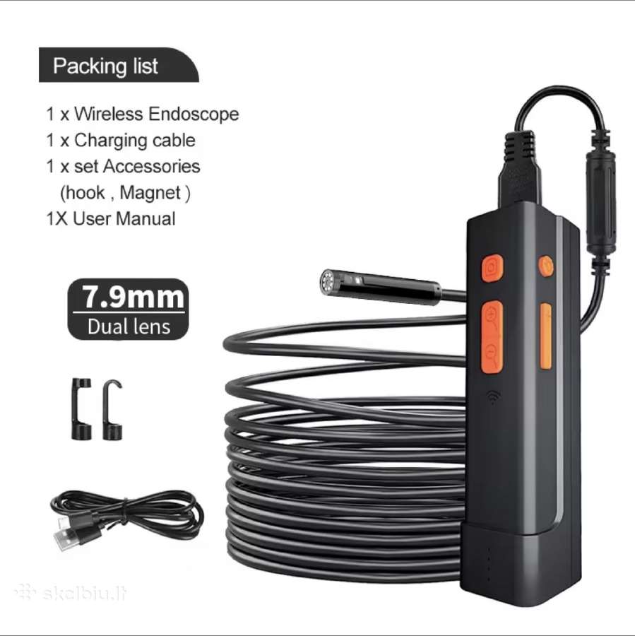 5,5 mm WiFi Dual endoskopinė kamera 1920p