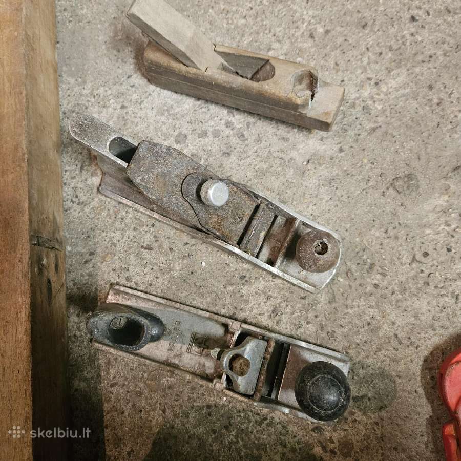 Ilgi,trumpi mediniai, metaliniai senoviniai obliai - nuotraukos Nr. 3