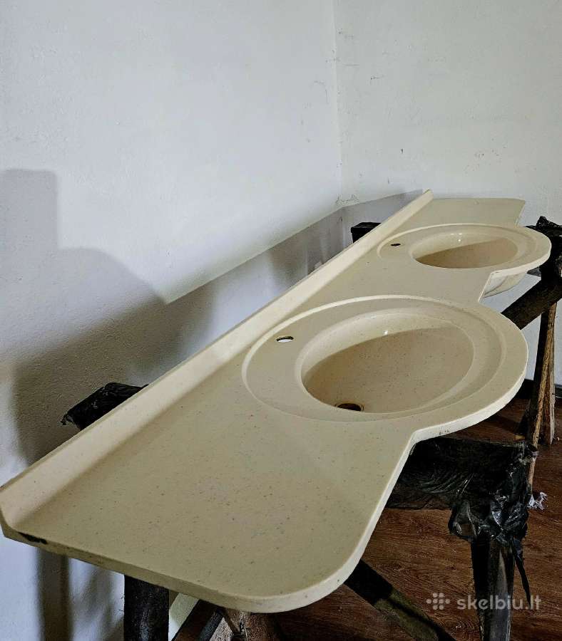 Akmens masės dviguba kriauklė/praustuvas 217cm