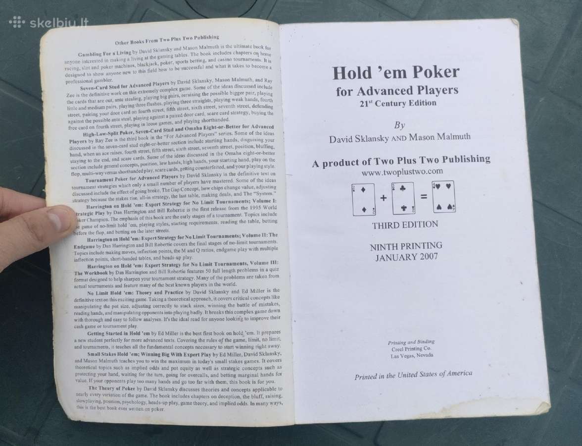 Pokerio knyga Hold em poker for advanced players - nuotraukos Nr. 3