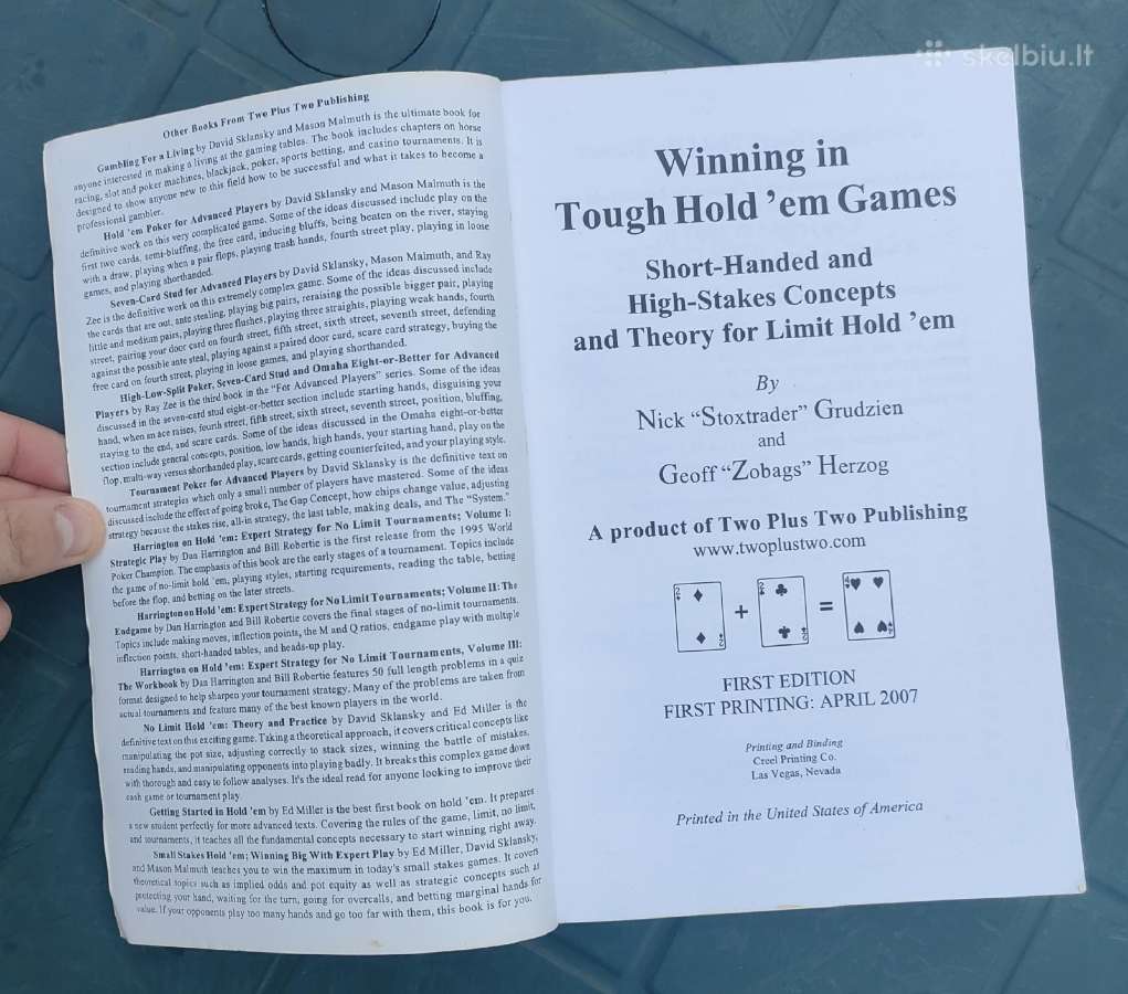 Pokerio knyga "Winning in a tough hold em games" - nuotraukos Nr. 3