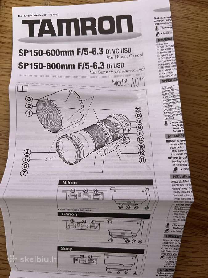 Tamron Sp 150 - 600 mm Nikon fit - nuotraukos Nr. 4