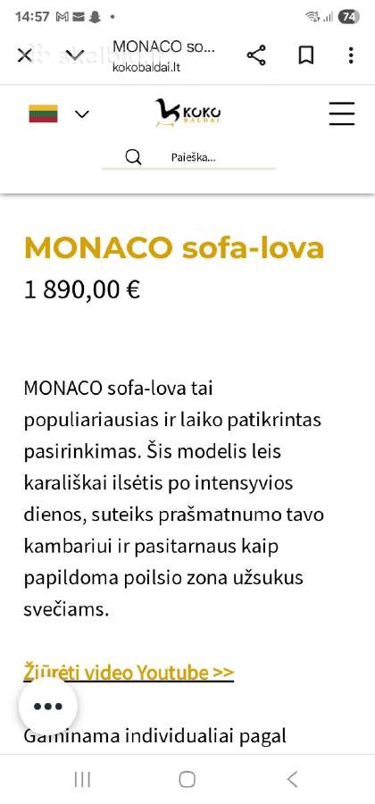 Sofa lova Maroco iš Koko Baldų - nuotraukos Nr. 4