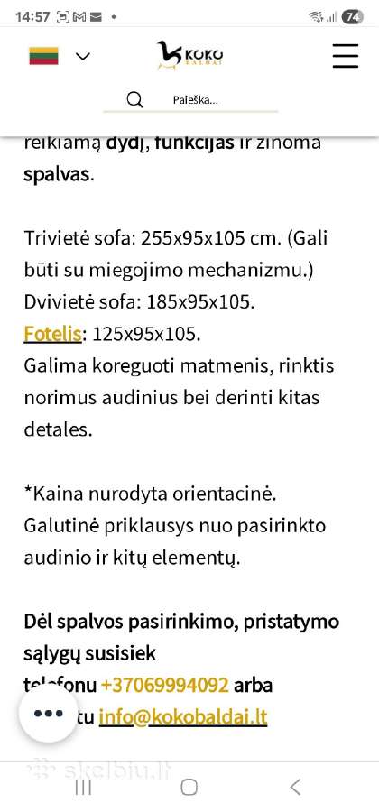 Sofa lova Maroco iš Koko Baldų - nuotraukos Nr. 5