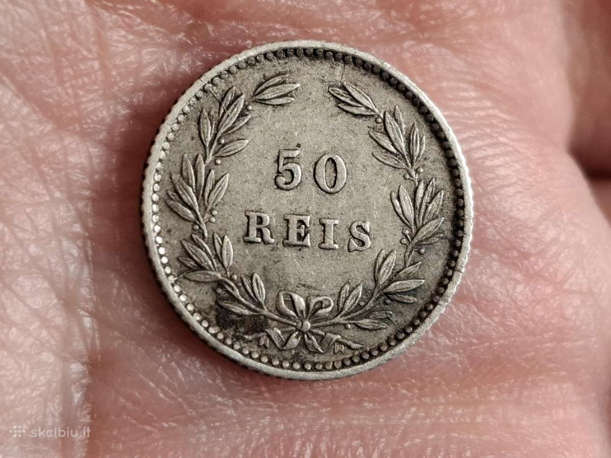 Portugalija 50 reis 1889 sidabras