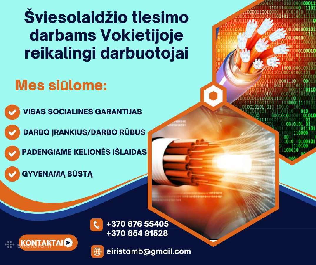 Ftth darbams Vokietijoje reikalingi darbuotojai