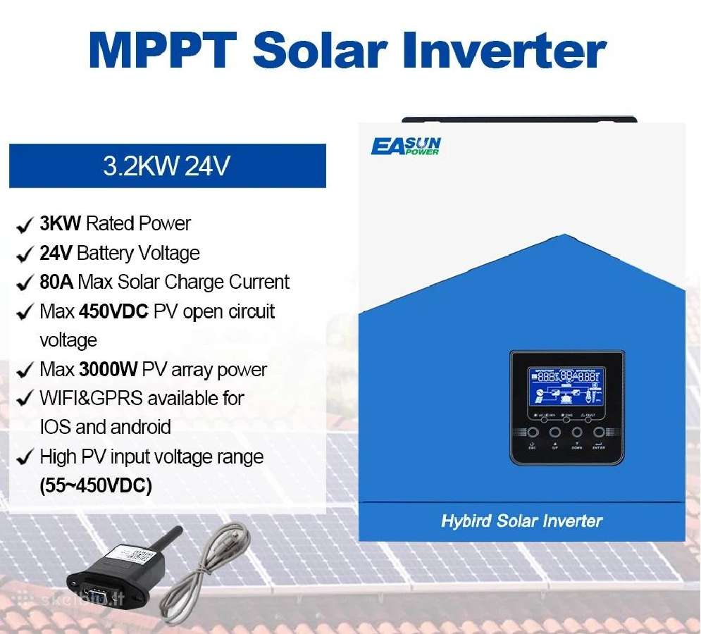 Hibridinis inverteris – off grid 24v 3.2kw su WiFi