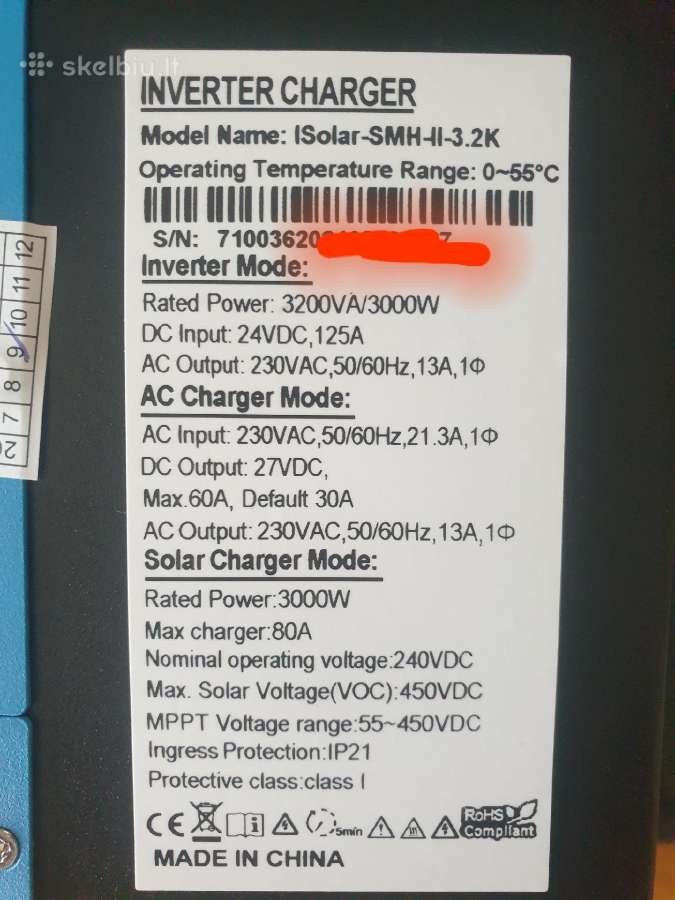 Hibridinis inverteris – off grid 24v 3.2kw su WiFi - nuotraukos Nr. 8