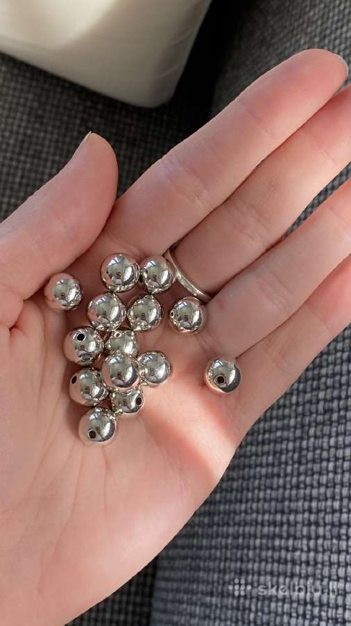 Nauji sidabro spalvos karoliukai 10mm 500 vnt - nuotraukos Nr. 2