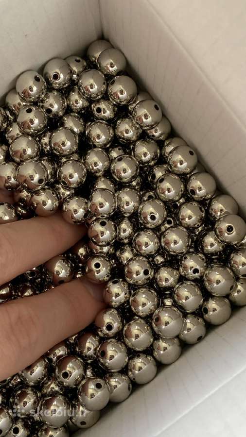 Nauji sidabro spalvos karoliukai 10mm 500 vnt - nuotraukos Nr. 3