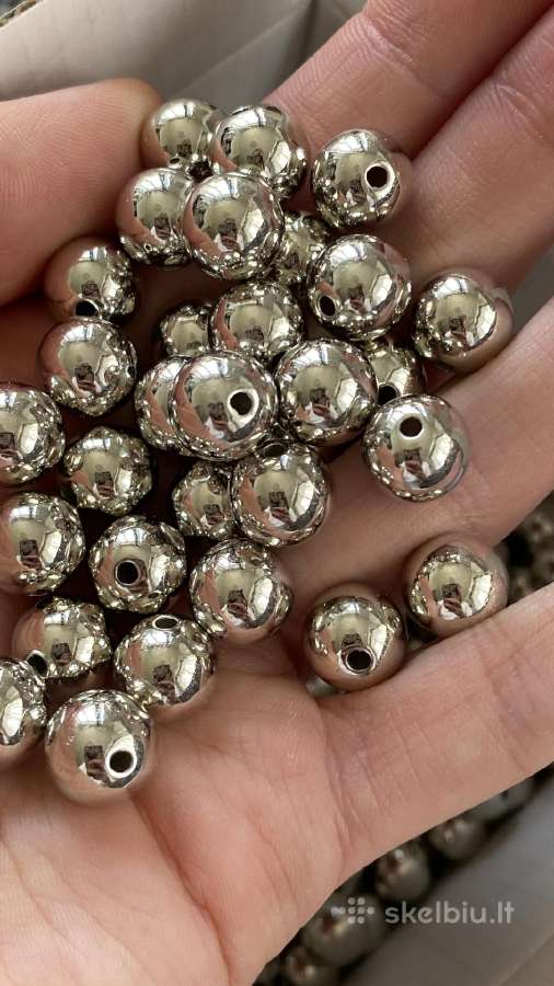 Nauji sidabro spalvos karoliukai 10mm 500 vnt - nuotraukos Nr. 4