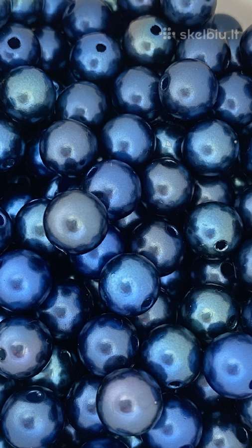 Nauji melyni plastikiniai karoliukai 10mm, 500 vnt - nuotraukos Nr. 2
