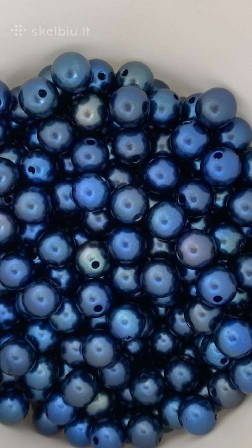 Nauji melyni plastikiniai karoliukai 10mm, 500 vnt - nuotraukos Nr. 3