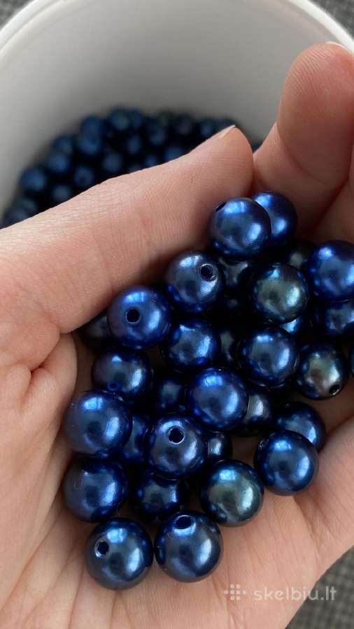 Nauji melyni plastikiniai karoliukai 10mm, 500 vnt - nuotraukos Nr. 5