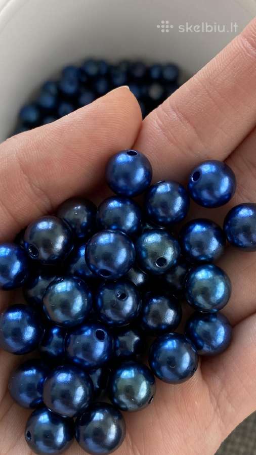 Nauji melyni plastikiniai karoliukai 10mm, 500 vnt - nuotraukos Nr. 6