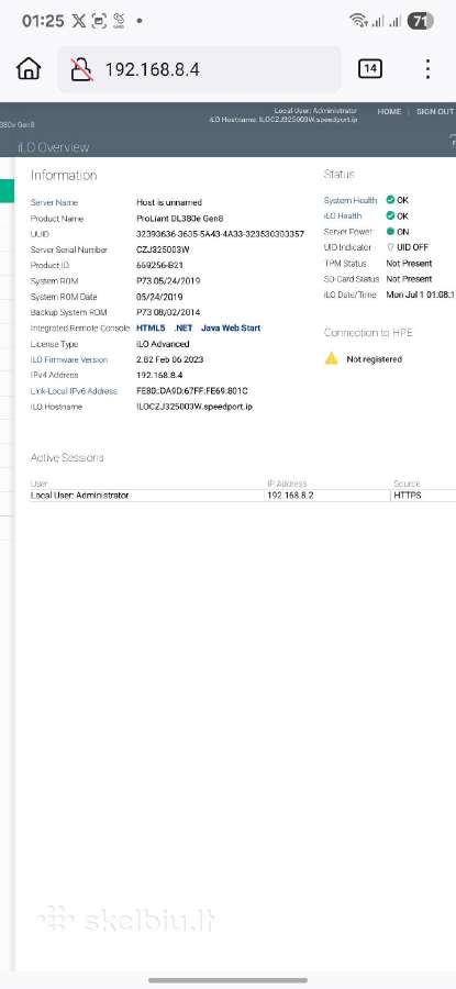 Hp Dl380e G8 25sff 2xe5-2407 96gb RAM - nuotraukos Nr. 5