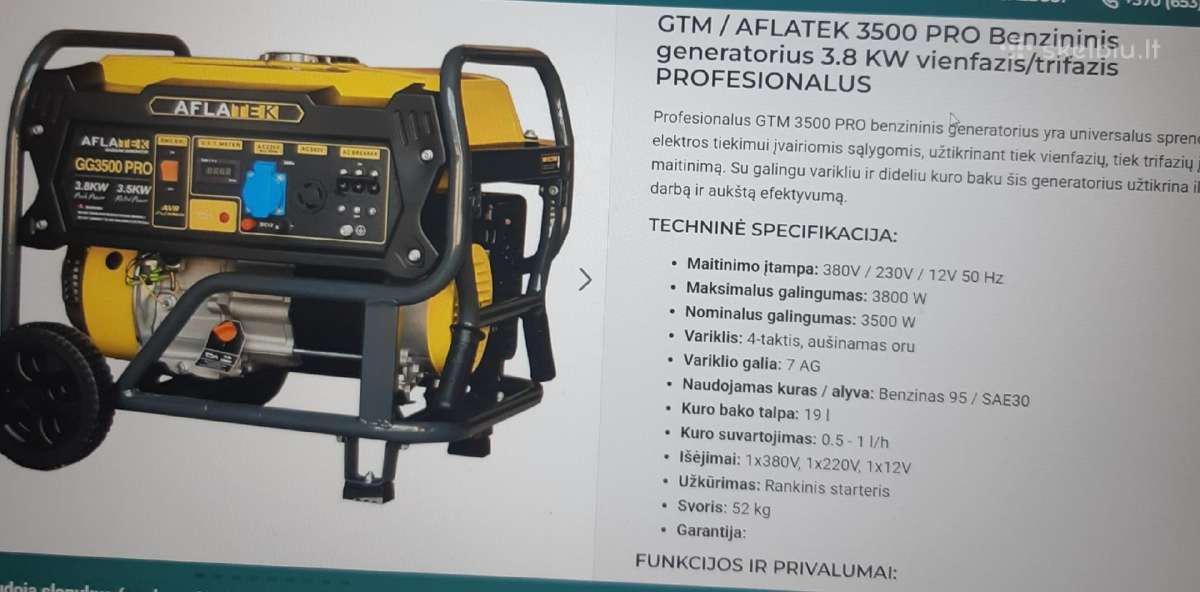 Itališkas trifazis benzininis generatorius Aflatex