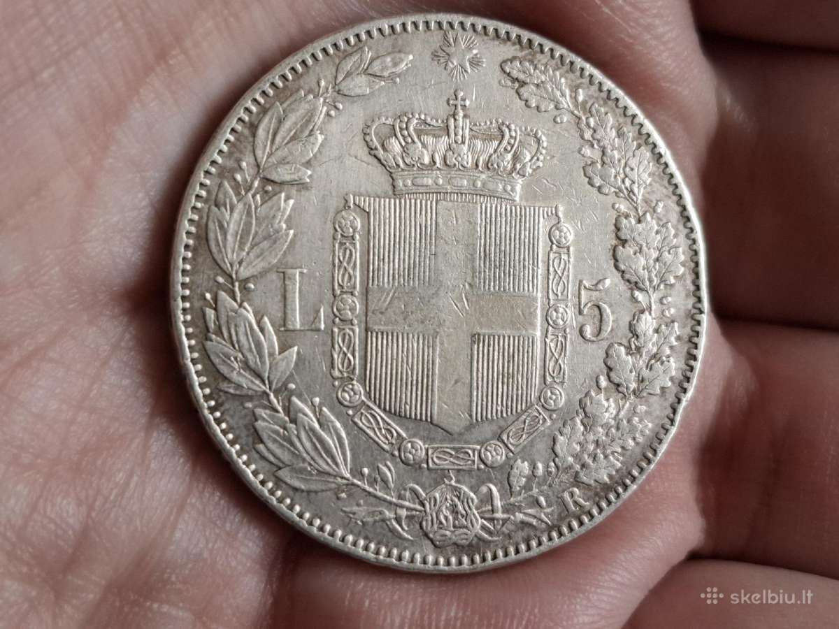 Italija 5 liros 1879 sidabras