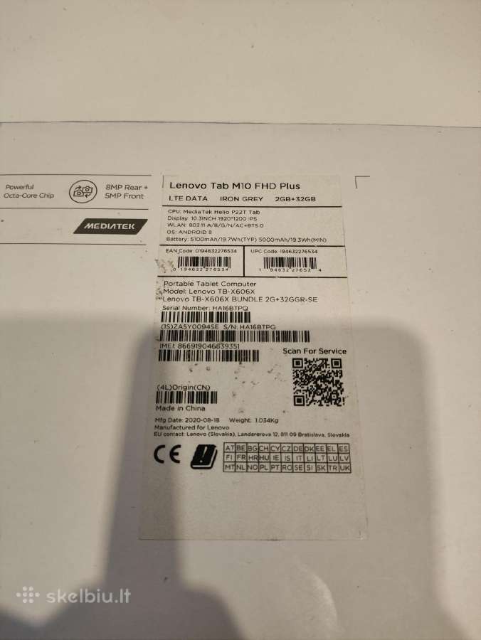 Lenovo Tab M10 Fhd Plus planšetinis kompiuteris - nuotraukos Nr. 2