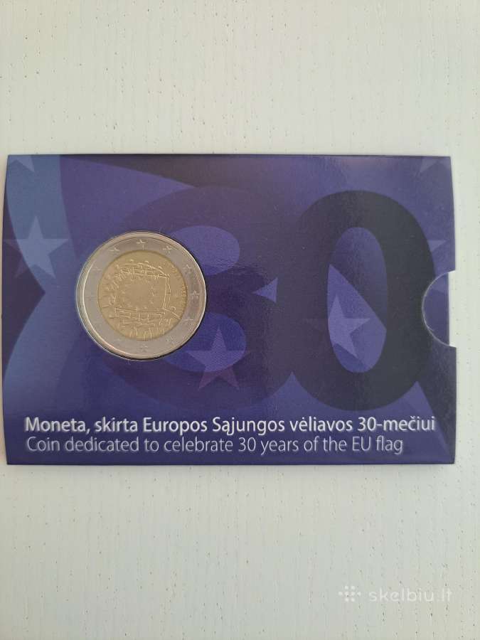 2 € Es vėliavos 30-mečiui kortelėje