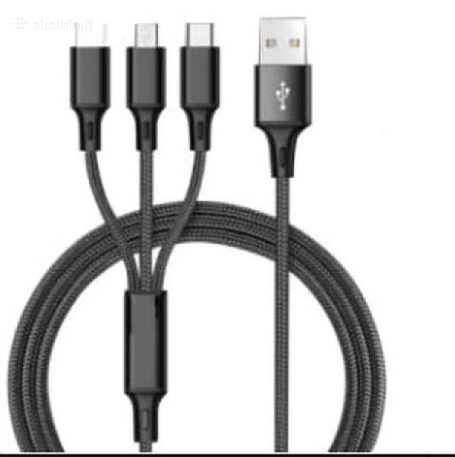 3in1 Usb įkrovimo laidas (iPhone / Type-c / Micro