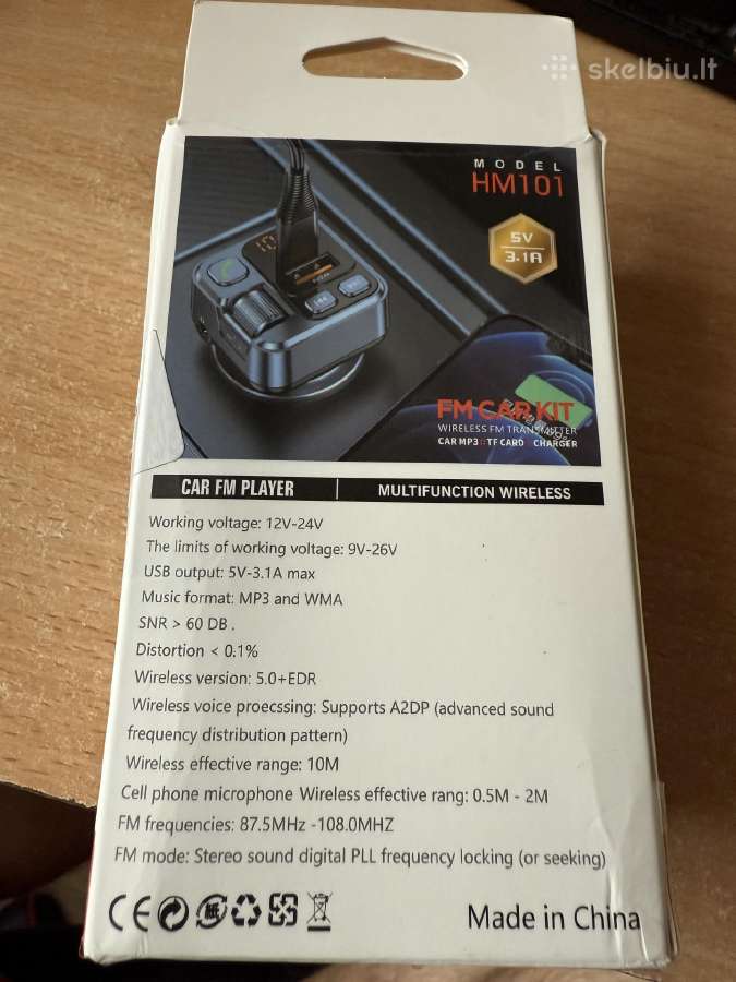 Fm transmiteris aux bluetooth usb typec - nuotraukos Nr. 5