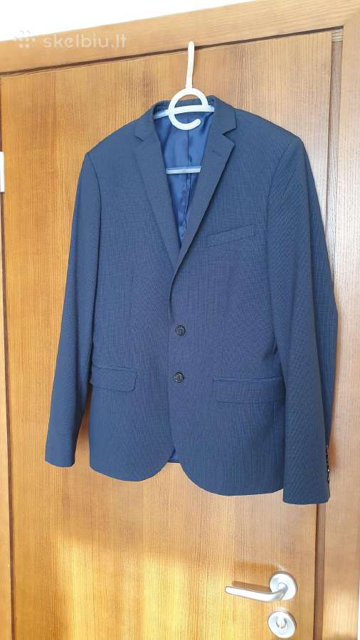 Tamsiai mėlynas kostiumas, slim fit 46 d., S-m