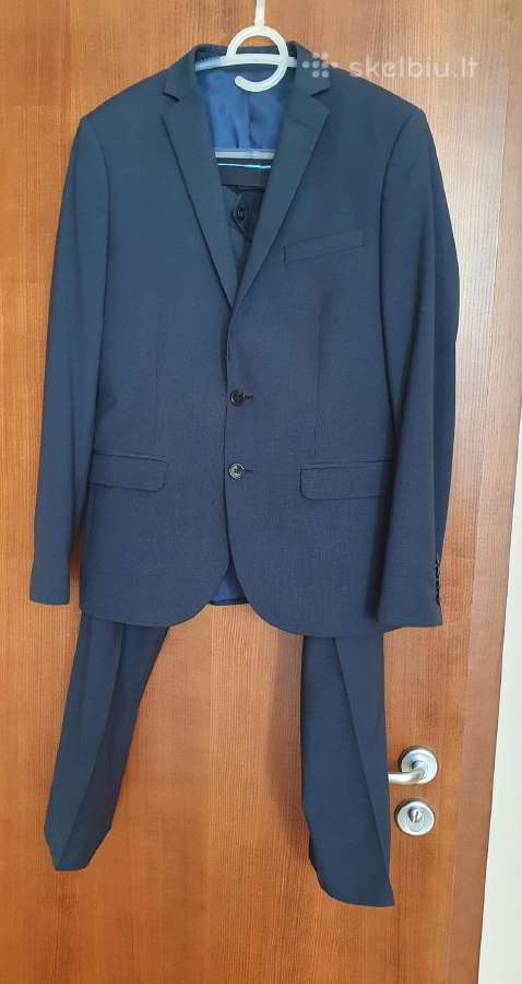 Tamsiai mėlynas kostiumas, slim fit 46 d., S-m - nuotraukos Nr. 5