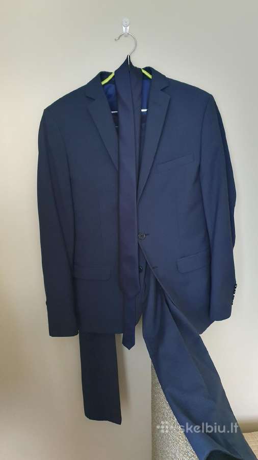 Tamsiai mėlynas kostiumas, slim fit 46 d., S-m - nuotraukos Nr. 6