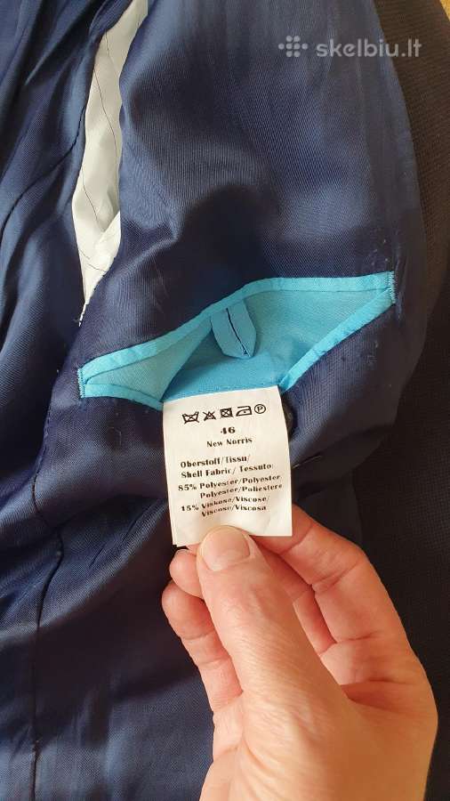 Tamsiai mėlynas kostiumas, slim fit 46 d., S-m - nuotraukos Nr. 14