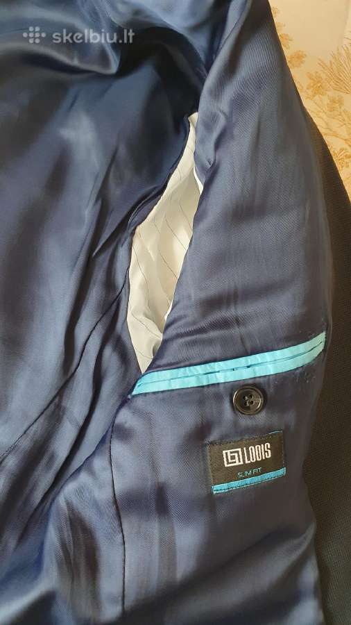 Tamsiai mėlynas kostiumas, slim fit 46 d., S-m - nuotraukos Nr. 15