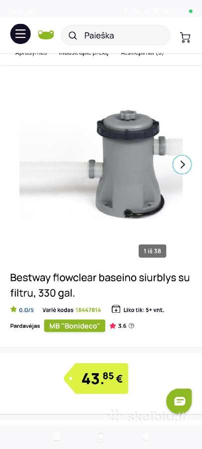 Parduodamas naujas baseino filtras Bestway - nuotraukos Nr. 4