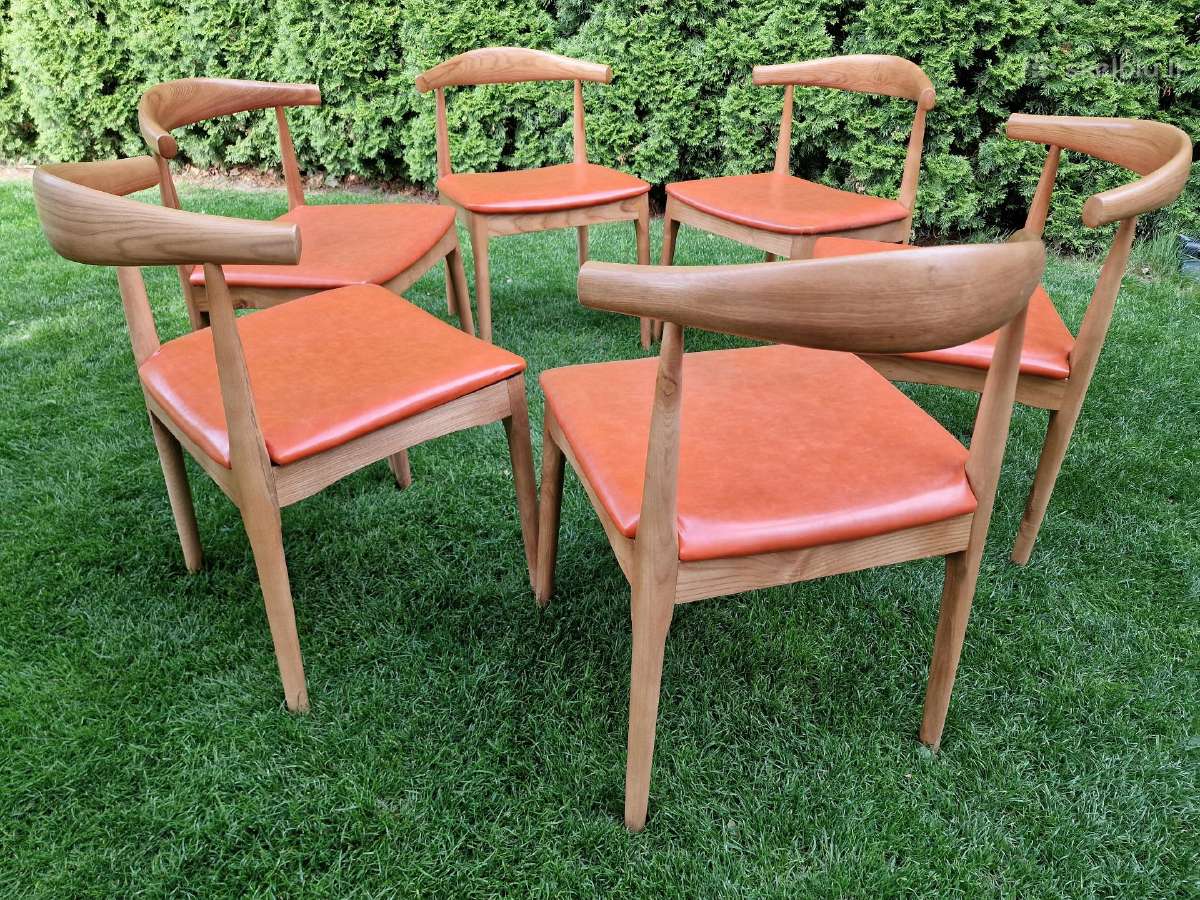 Vintažinės mid century riešutmedžio kėdės - nuotraukos Nr. 2