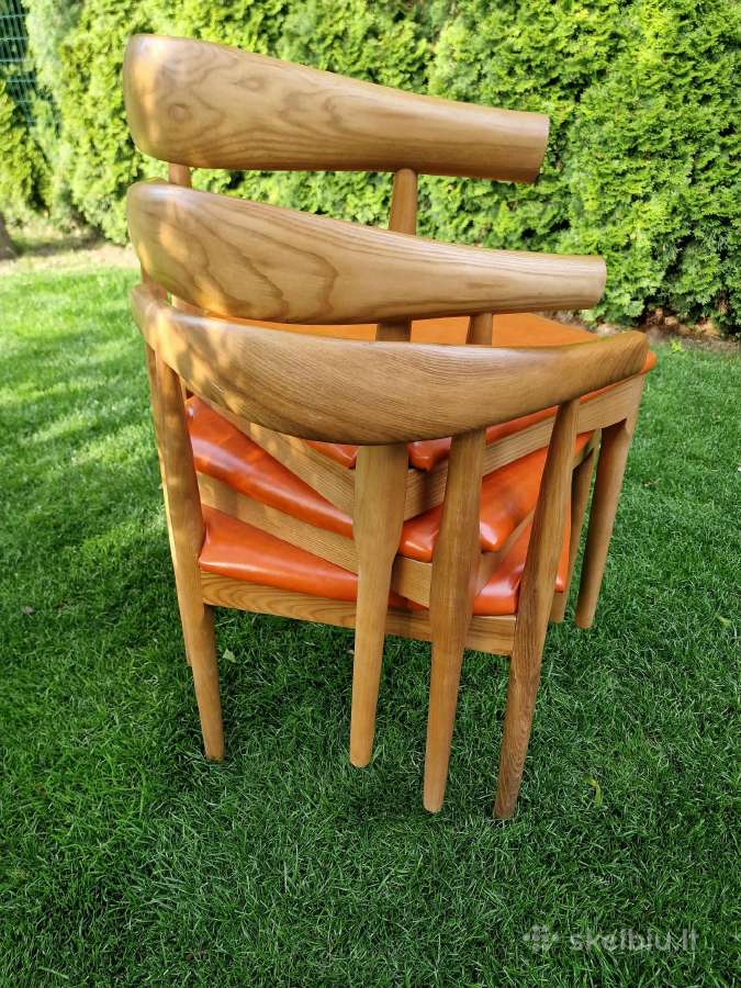 Vintažinės mid century riešutmedžio kėdės - nuotraukos Nr. 3