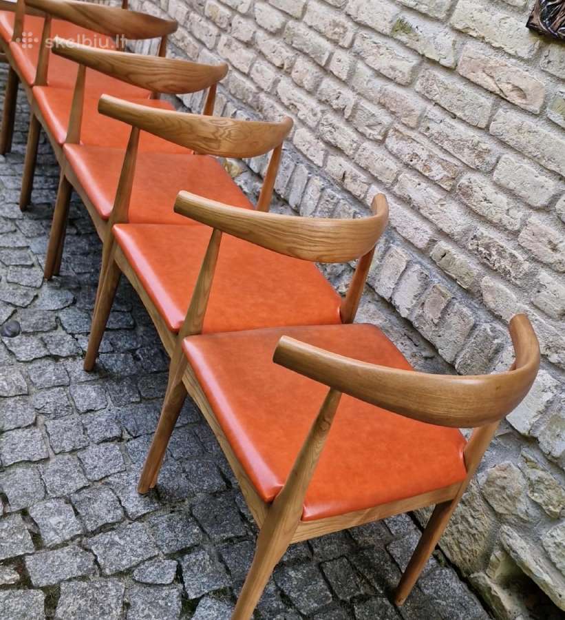 Vintažinės mid century riešutmedžio kėdės - nuotraukos Nr. 14