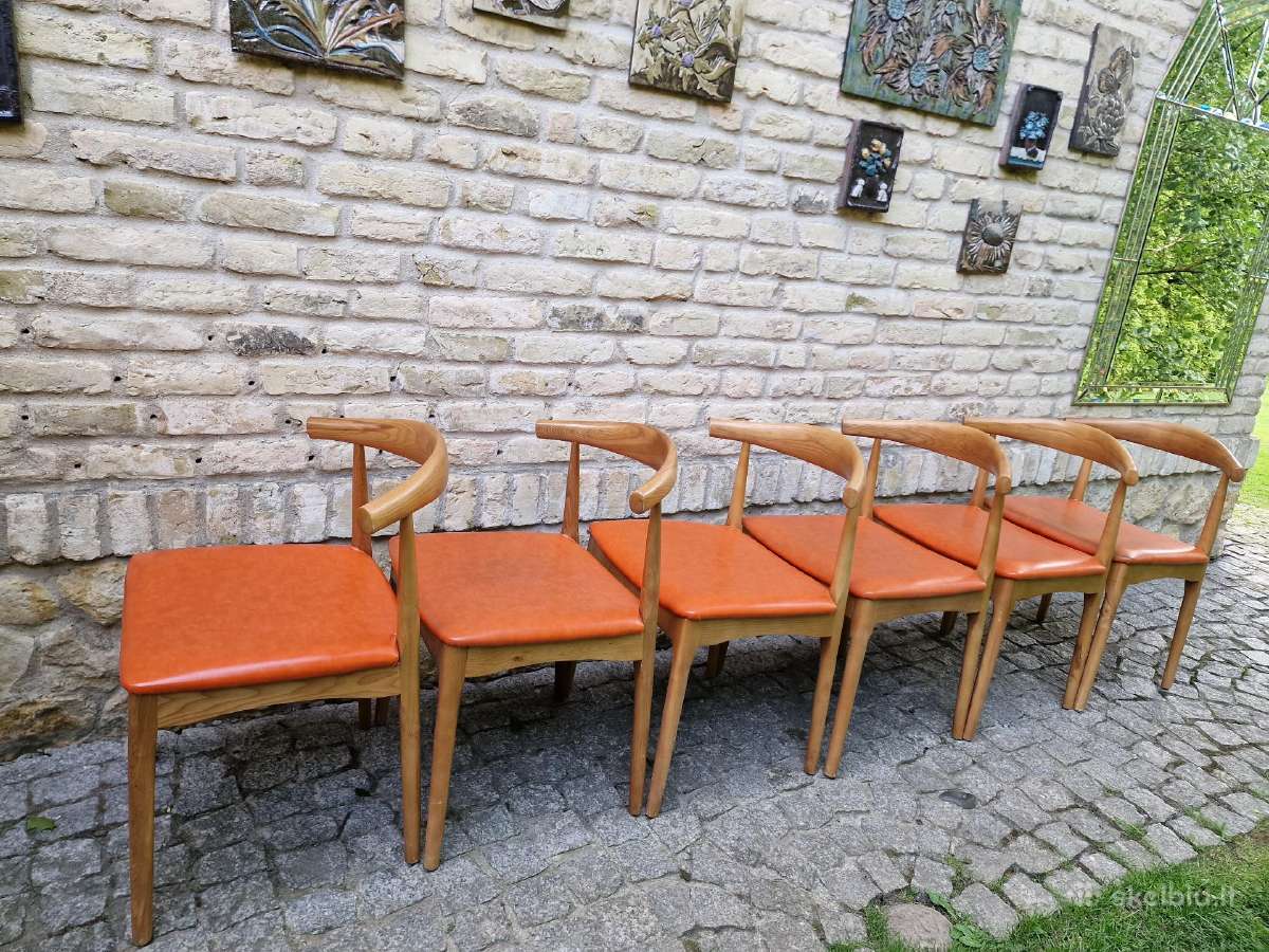 Vintažinės mid century riešutmedžio kėdės - nuotraukos Nr. 15