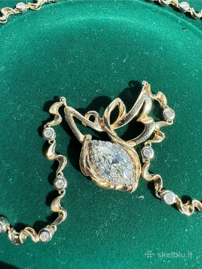 Auksinė Koljė su deimantais Au(585) Markizė 2.00ct - nuotraukos Nr. 5