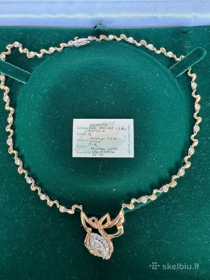 Auksinė Koljė su deimantais Au(585) Markizė 2.00ct - nuotraukos Nr. 4