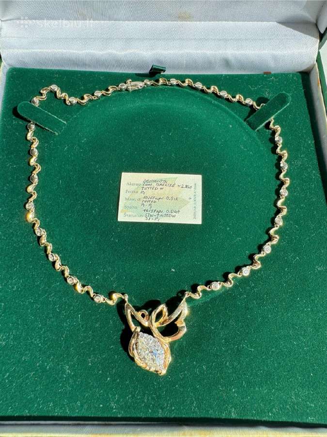 Auksinė Koljė su deimantais Au(585) Markizė 2.00ct - nuotraukos Nr. 3